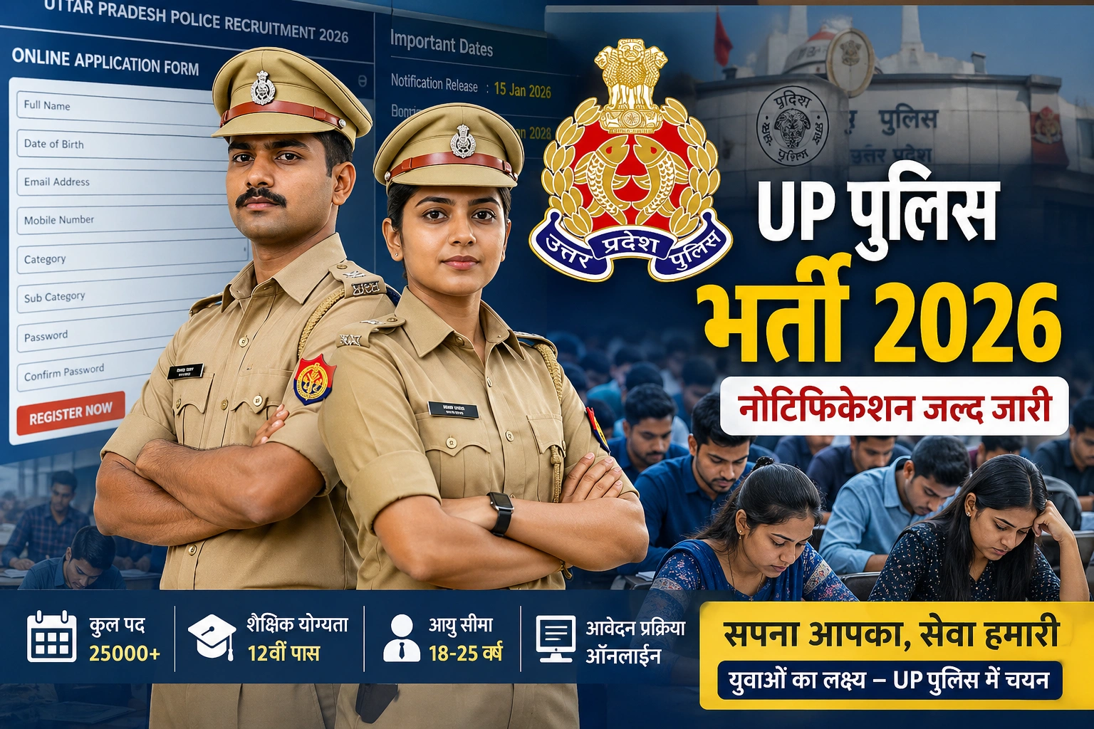 यूपी पुलिस कांस्टेबल भर्ती 2026 ऑनलाइन आवेदन प्रक्रिया और 32679 पदों की जानकारी